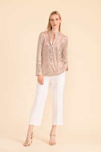 Abbey Nude Pink Sequin Blouse
