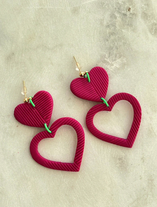 Kybalion Valentine Heart Earrings Pink