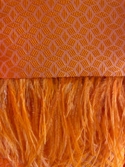 Matilde Cano Orange Dress With Feather Details