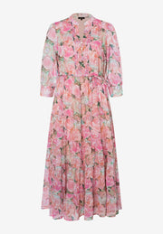Chiffon Maxi Dress Rose Print