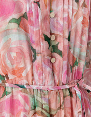 Chiffon Maxi Dress Rose Print