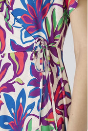 Abstract Flower Print Wrap Dress