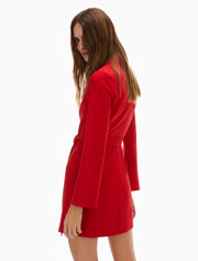 Oria Short Wrap Dress Ruby