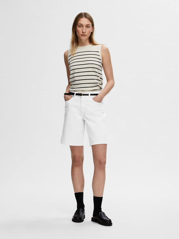 Lexia Bermuda White Denim Shorts