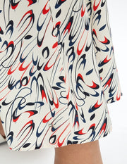 Midi Dress With Artistic Ribbon Print