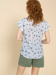 Ellie Stripe Embroidered Shirt Ivory MLT