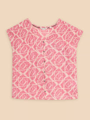 Rae Organic Cotton Vest Pink Print