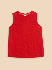 Rylee Linen Vest Bright Red