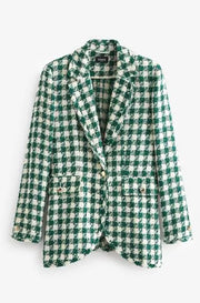 Emme Display Semi-Fitted Check Patterned Tweed Jacket