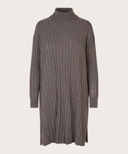 Brown Melange Knitted Dress