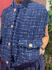 iBlues Luisa Sleeveless Bomber Jacket Navy