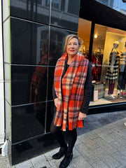 Codello Knit Scarf Orange Check Print