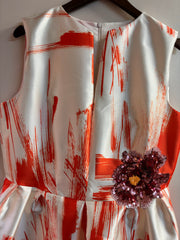 Caroline Kilkenny Victoria Dress Abstract Orange Print