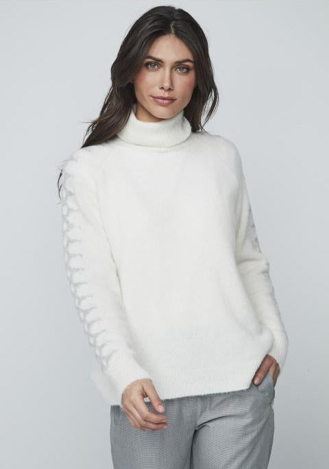 Unique Unlimited Belen High Neck Sweater Ecru