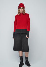 Unique Unlimited Alicia Knit Sweater Red/Dark Grey