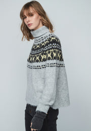 Unique Unlimited Knit High Neck Sweater Grey MLT
