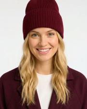 Selected Femme Mary Knit Wool Beanie Burgundy