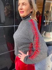 Unique Unlimited Knit High Neck Jumper Dark Grey