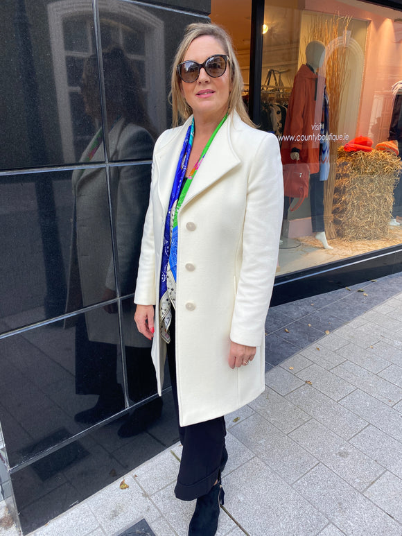 Christina Felix Wool Blend Coat Cream