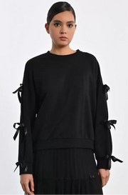 Molly Bracken Knit Sweater With Bows Black