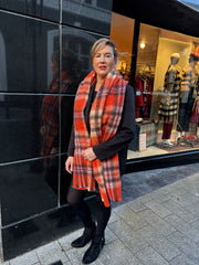 Codello Knit Scarf Orange Check Print