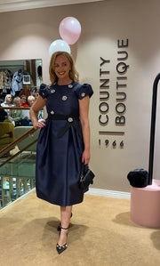 Birélin Couture Navy Dress With Rhinestone Details