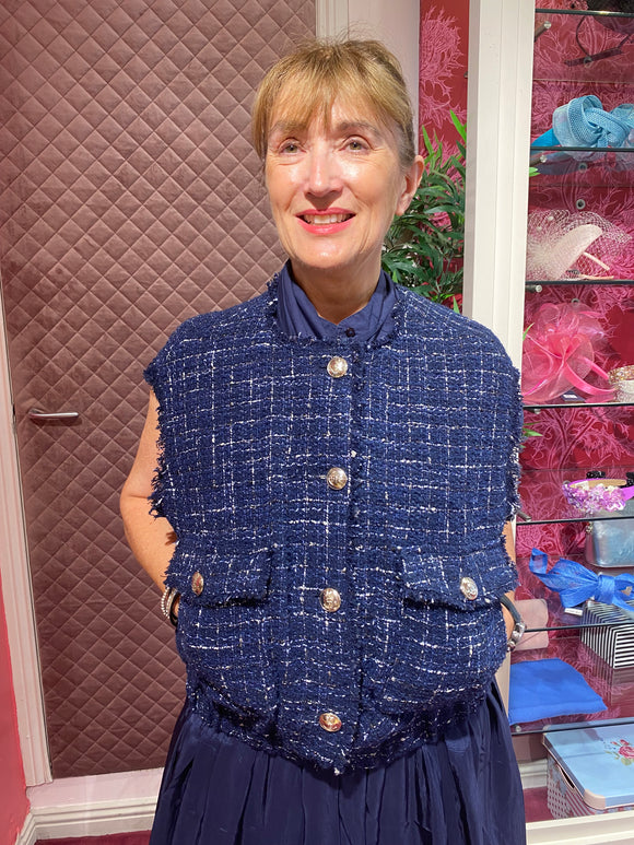 iBlues Luisa Sleeveless Bomber Jacket Navy