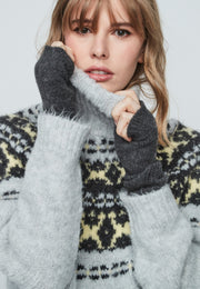 Unique Unlimited Knit High Neck Sweater Grey MLT