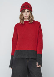 Unique Unlimited Alicia Knit Sweater Red/Dark Grey