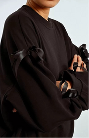 Molly Bracken Knit Sweater With Bows Black