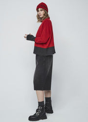 Unique Unlimited Alicia Knit Sweater Red/Dark Grey