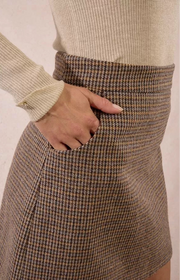 Molly Bracken Mini Skirt Houndstooth Brown