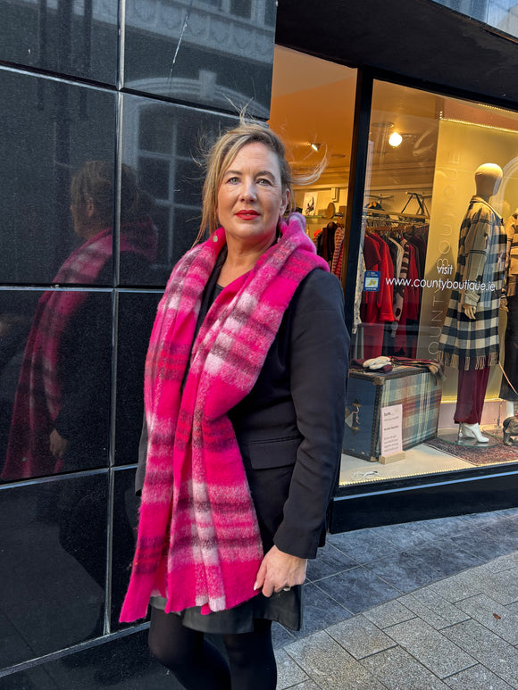 Codello Knit Scarf Pink Check Print