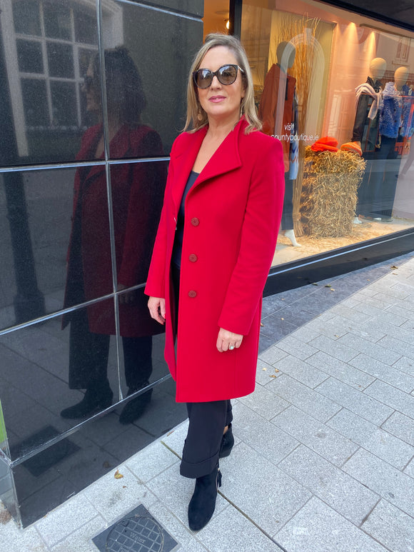 Christina Felix Wool Blend Coat Red