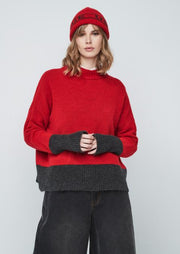 Unique Unlimited Alicia Knit Sweater Red/Dark Grey