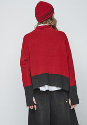 Unique Unlimited Alicia Knit Sweater Red/Dark Grey