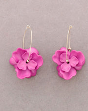 Double Hoop Flower Resin Earrings