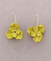 Double Hoop Flower Resin Earrings