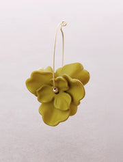 Double Hoop Flower Resin Earrings