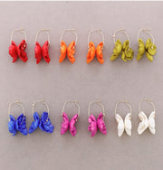 Double Hoop Flower Resin Earrings