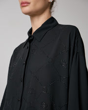 Access Rhinestone Embroidered Shirt Black