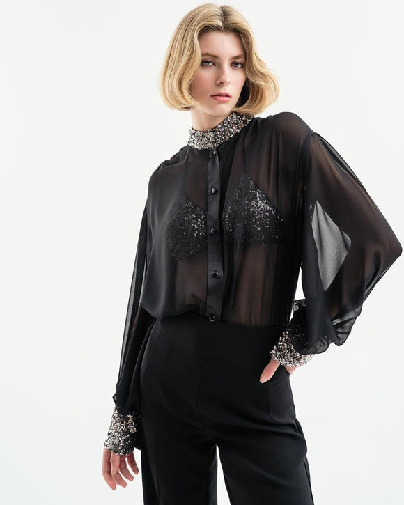 Access Shirt With Sequin Details Black