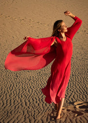 Alquema 2-Piece Dress & Coat Red To Rose