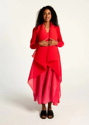 Alquema 2-Piece Dress & Coat Red To Rose