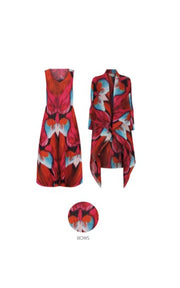 Alquema 2-Piece Dress & Coat Abstract Print Pink Bows