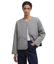Barbour Cashel Check Quilted Jacket Navy Gingham