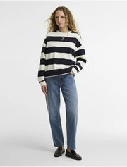 Barbour Eva Striped Sweatshirt Cloud/Dark Navy