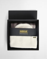 Barbour Kemora Beanie & Scarf Gift Set Moonbeam Truffle
