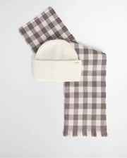 Barbour Kemora Beanie & Scarf Gift Set Moonbeam Truffle