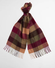 Barbour Lambswool Tattersall Scarf Tawny Port Checks